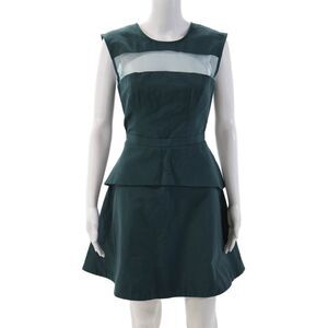 Nha Khanh Women A-Line Fit and Flare Green Sleeveless Knee Length Dress Size 10